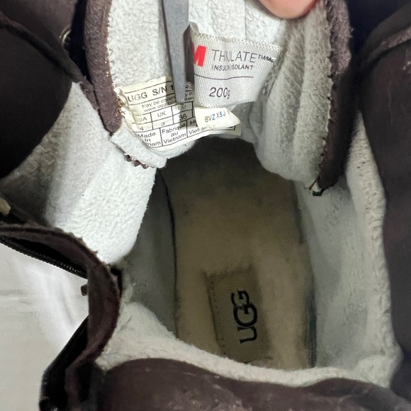 UGG Turlock Leather Weather Boot Kids Size 4 Chestnut Brown Walnut Waterproof - Picture 7 of 14